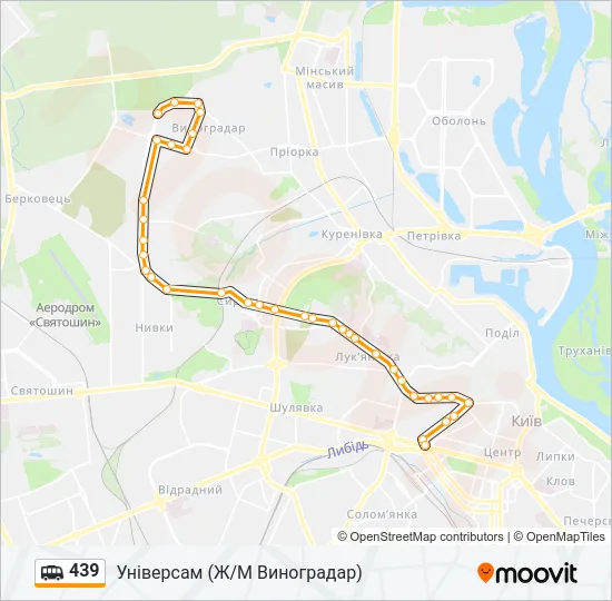 439 shuttle Карта лінії