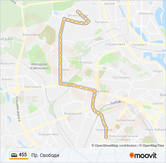 455 shuttle Line Map