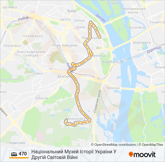 Маршрутка 470: карта маршрута