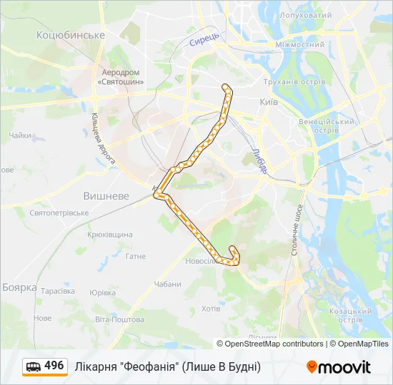 496 shuttle Карта лінії