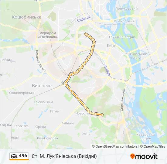 496 shuttle Карта лінії