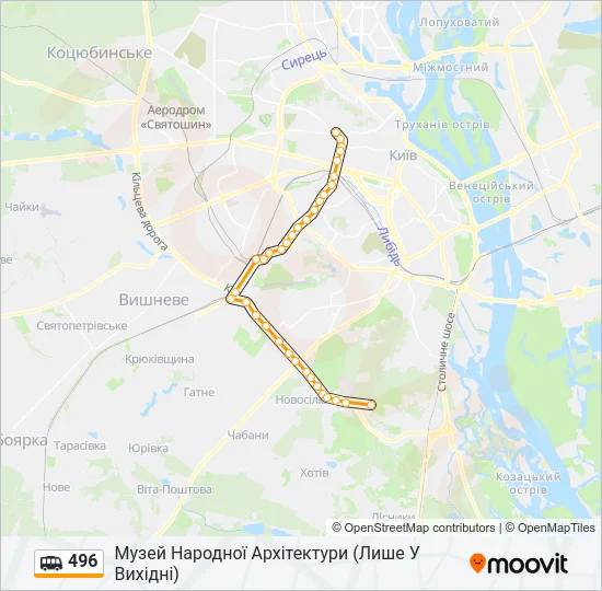496 shuttle Карта лінії