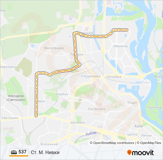 Маршрутка 537: карта маршрута
