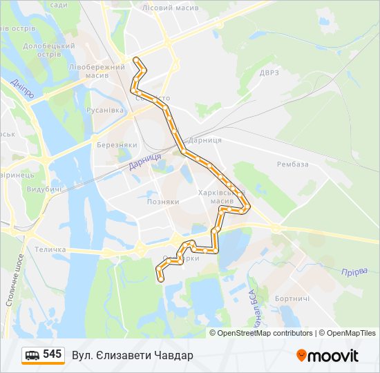 545 shuttle Line Map