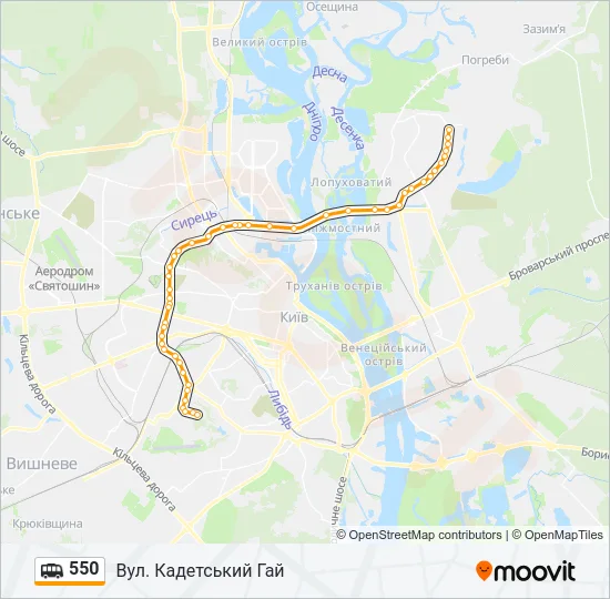 550 shuttle Карта лінії