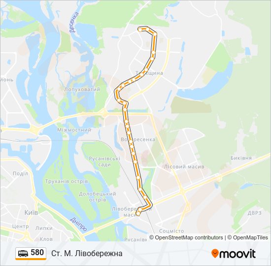 580 shuttle Line Map