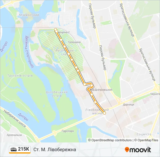 215К shuttle Карта лінії