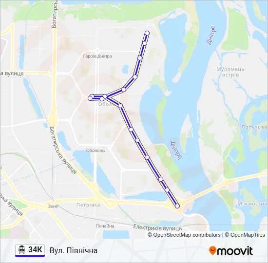 34К Trolleybus Line Map