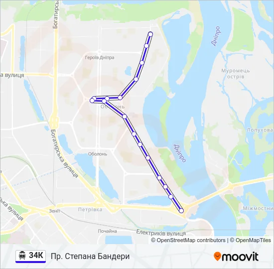 34К Trolleybus Line Map