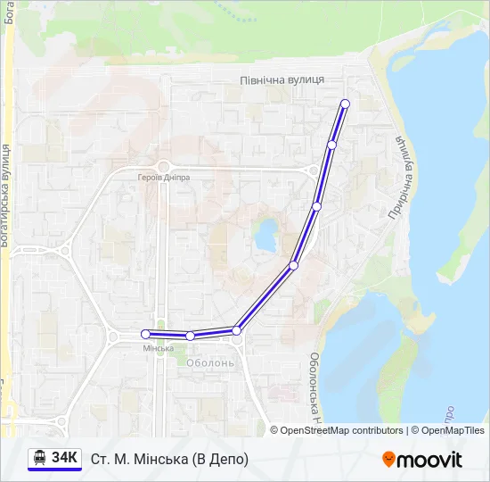 34К Trolleybus Line Map