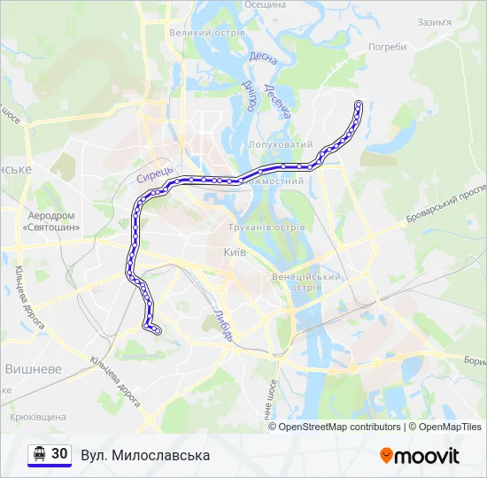 30 Trolleybus Line Map