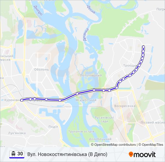 Троллейбус 30: карта маршрута