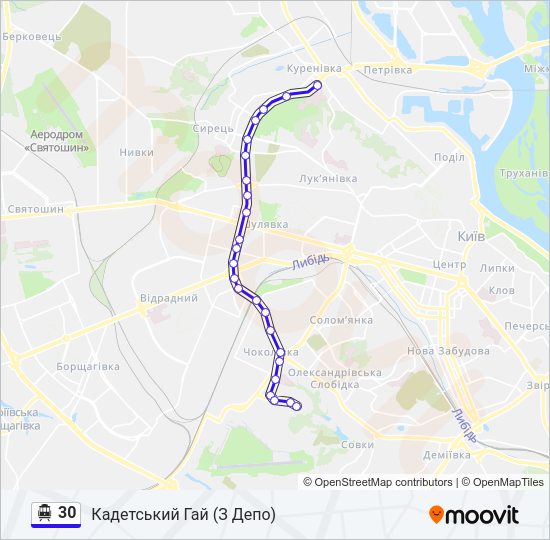 30 Тролейбус Карта лінії