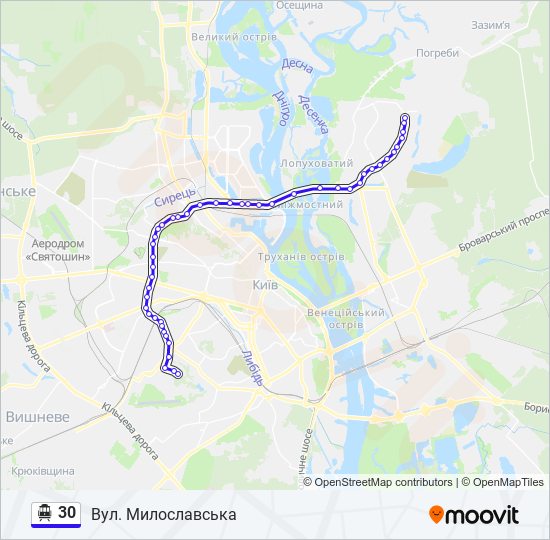 30 trolleybus Line Map