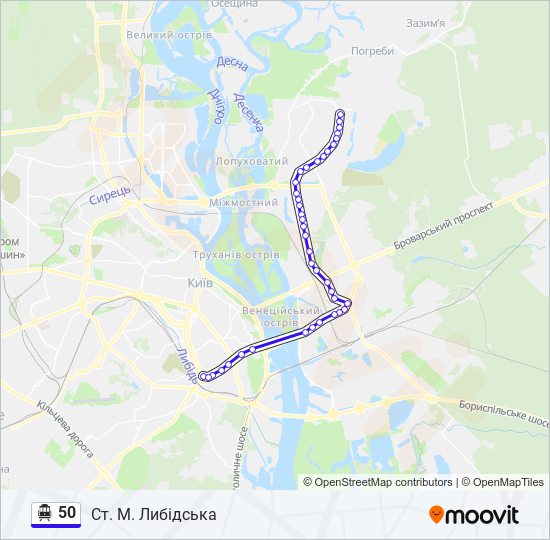 Троллейбус 50: карта маршрута