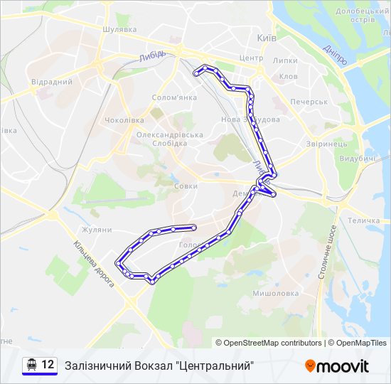 Троллейбус 12: карта маршрута