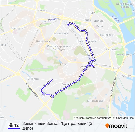 12 тролейбус Карта лінії