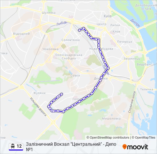 12 тролейбус Карта лінії