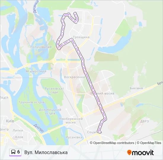 Автобус 6: карта маршрута