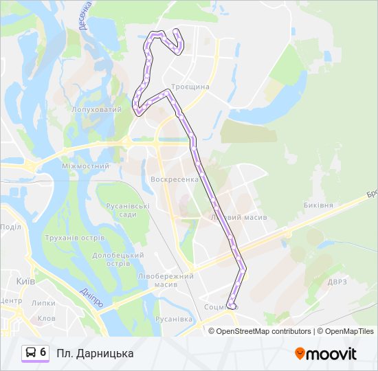 6 автобус Карта лінії