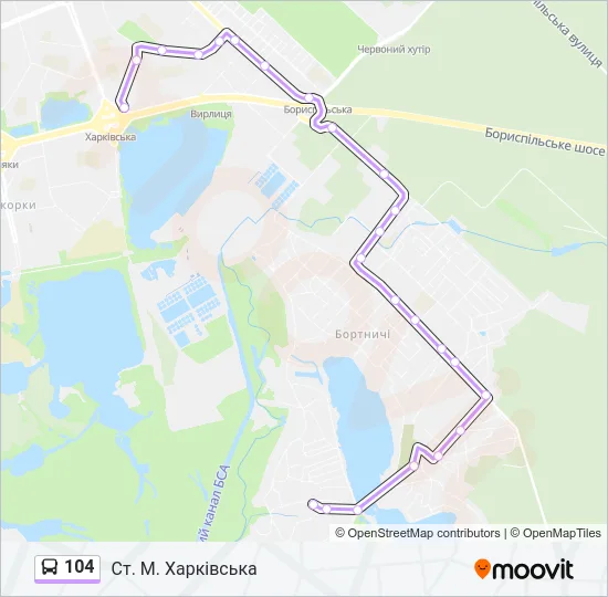Автобус 104: карта маршрута