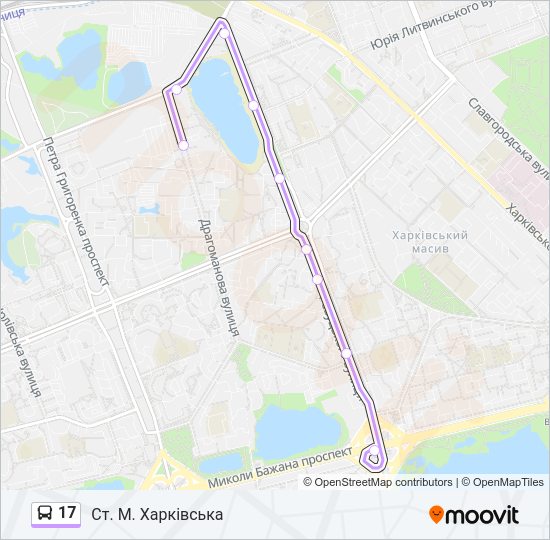 17 автобус Карта лінії