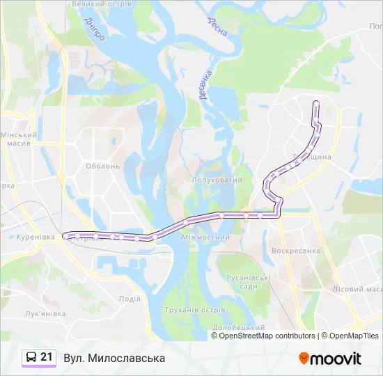 Автобус 21: карта маршрута