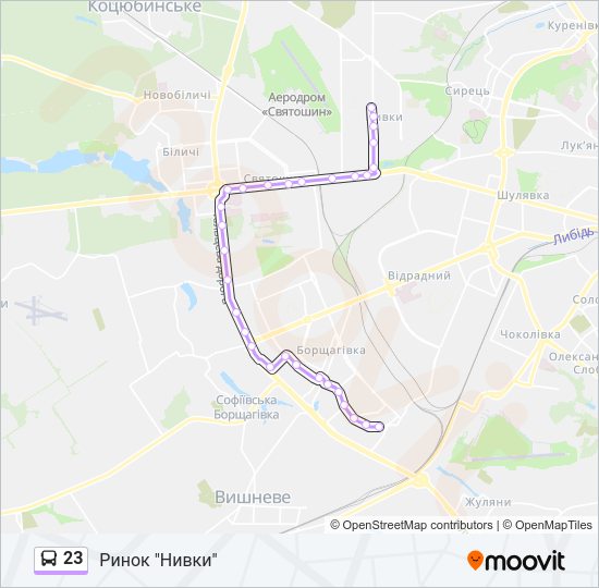 23 автобус Карта лінії