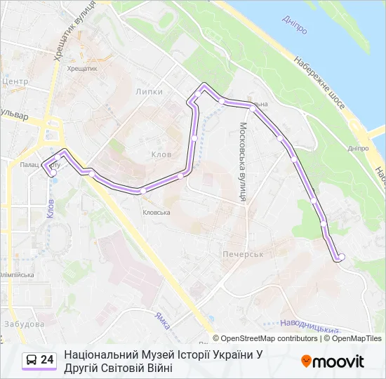 24 автобус Карта лінії