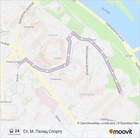24 автобус Карта лінії