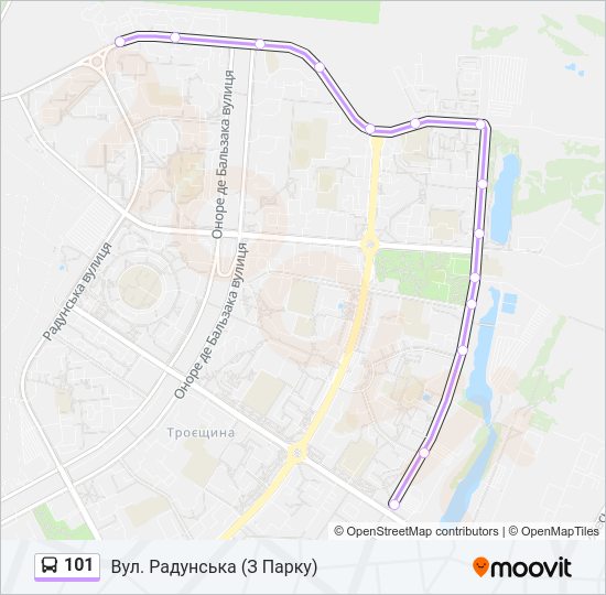 101 автобус Карта лінії