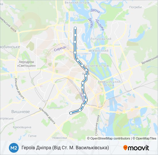 М2 метро Карта лінії