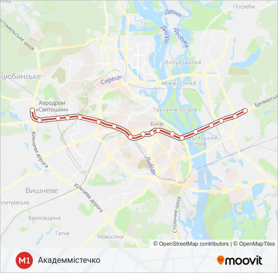 М1 метро Карта лінії