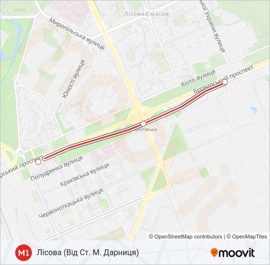 М1 метро Карта лінії