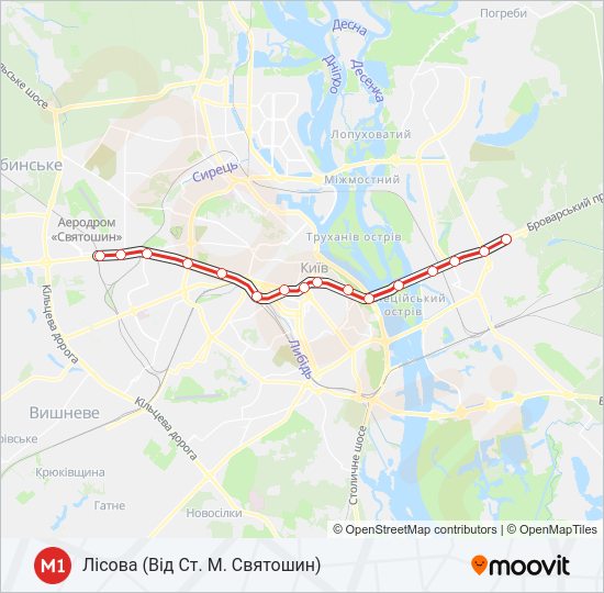 М1 метро Карта лінії