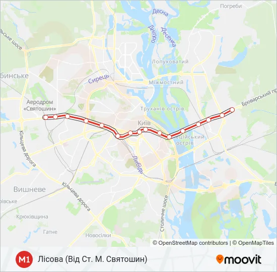 М1 Metro Line Map