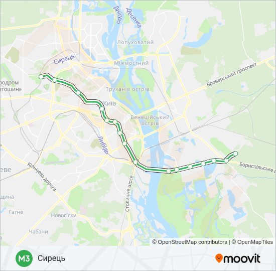 М3 метро Карта лінії