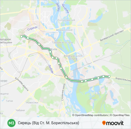 М3 метро Карта лінії
