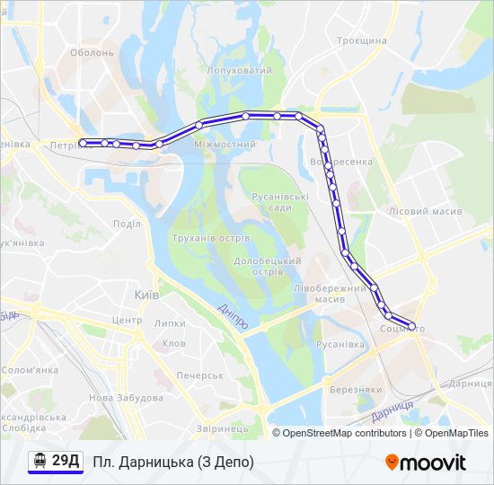 29Д Тролейбус Карта лінії