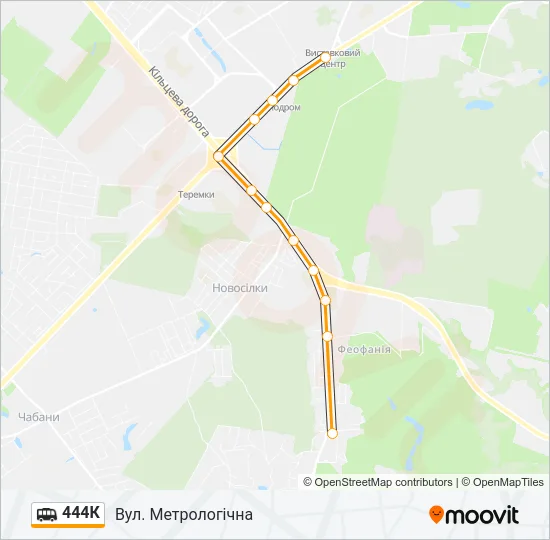 Маршрутка 444К: карта маршрута