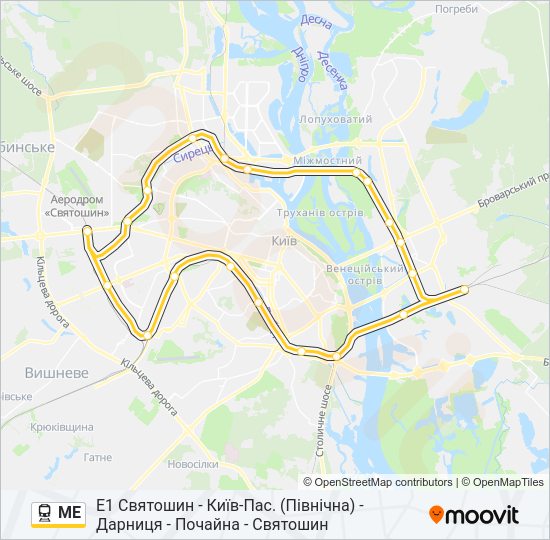 МЕ електричка Карта лінії