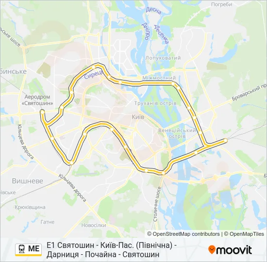 МЕ електричка Карта лінії