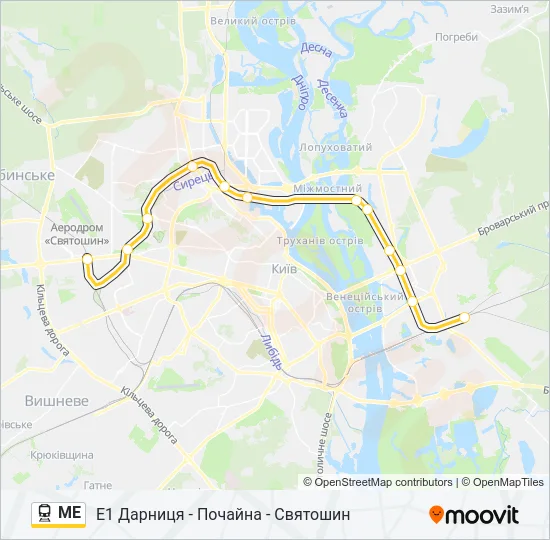 МЕ електричка Карта лінії