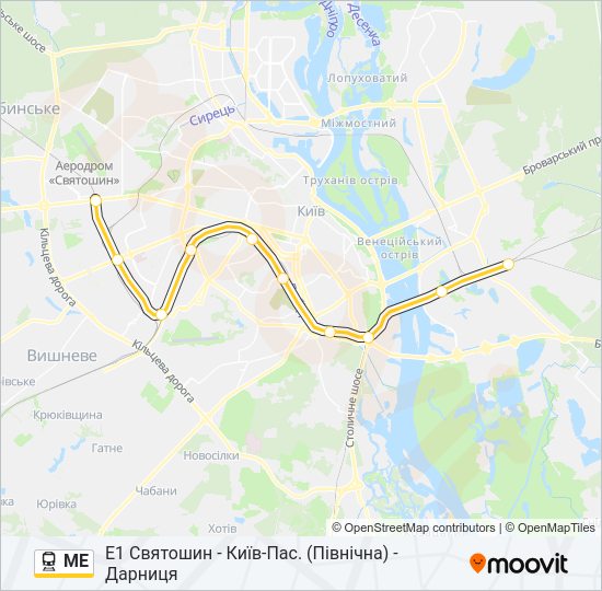 МЕ електричка Карта лінії