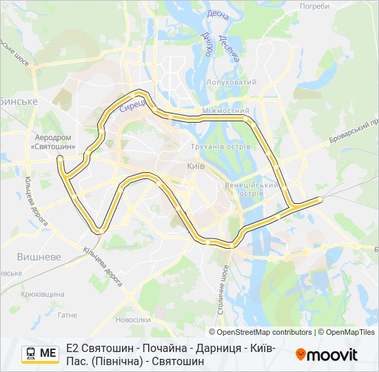 МЕ електричка Карта лінії