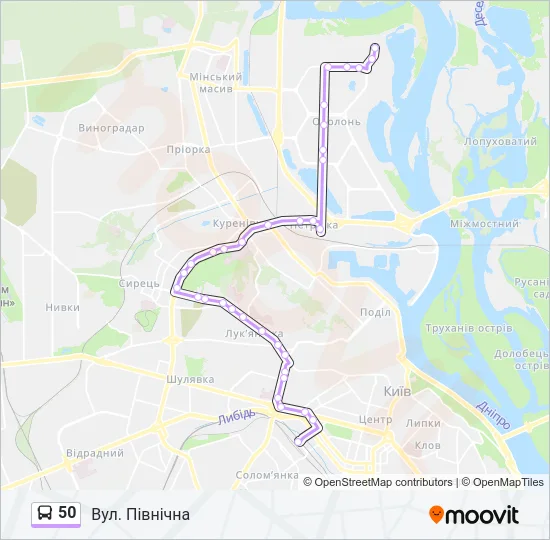 Автобус 50: карта маршрута
