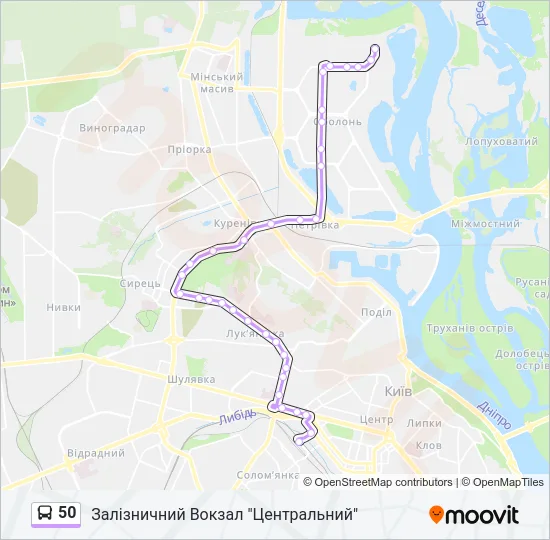 Автобус 50: карта маршрута
