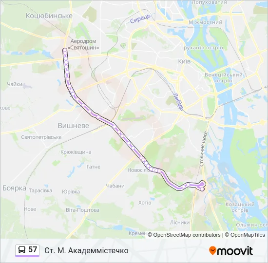 57 Bus Line Map