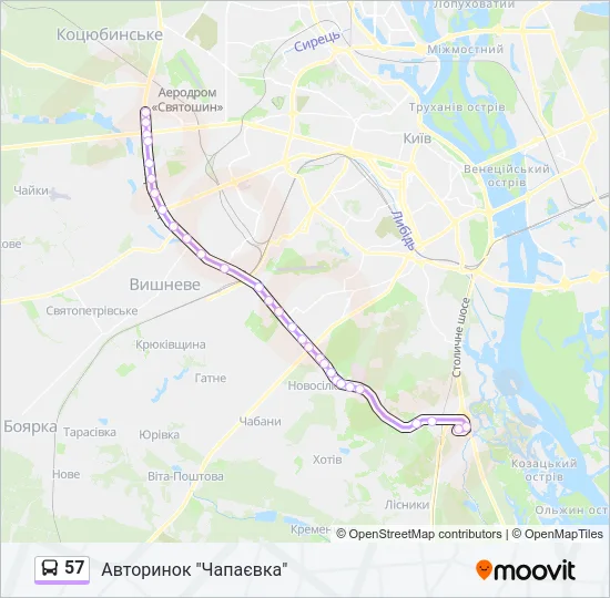 57 Bus Line Map