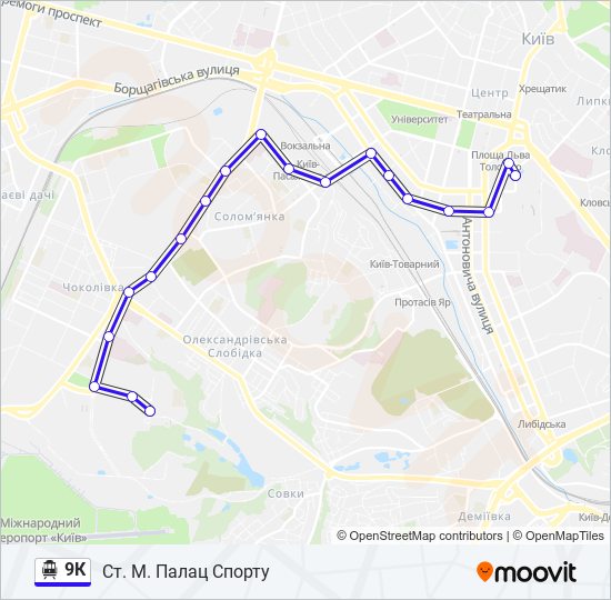 9К Trolleybus Line Map